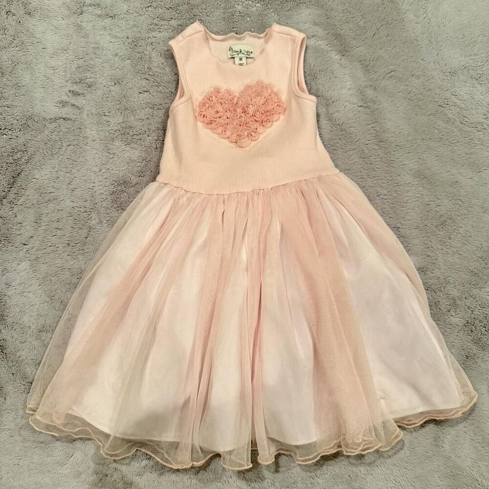 Pippa & Julie Toddler Dress with Floral Heart Detail Size 3T